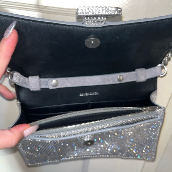 RARE Balenciaga rhinestone crystal diamond stud hourglass chain crossbody purse - Picture 8 of 17